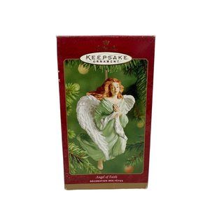 Hallmark 2001 Angel of Faith Keepsake Ornament Christmas Porcelain Mint Green